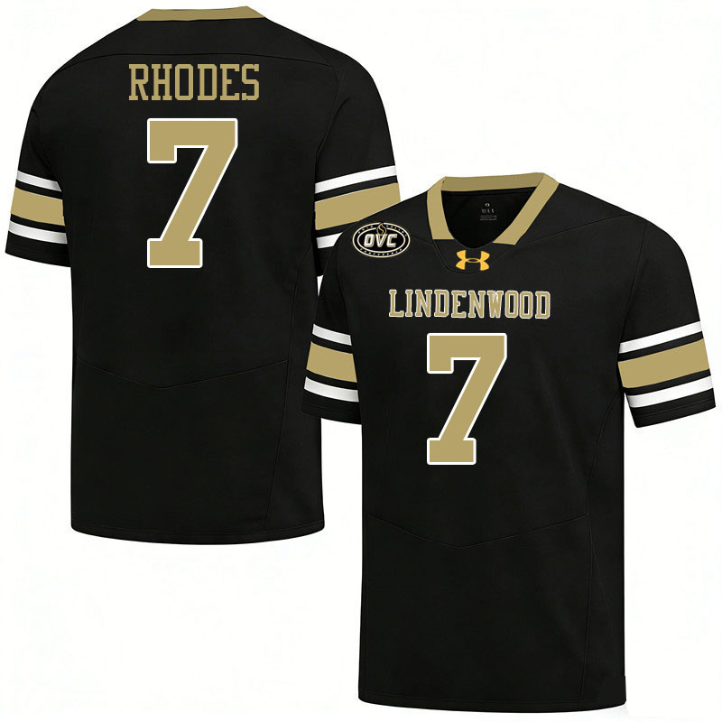 Lindenwood Lions #7 Jared Rhodes College Football Jerseys,Uniforms-Black